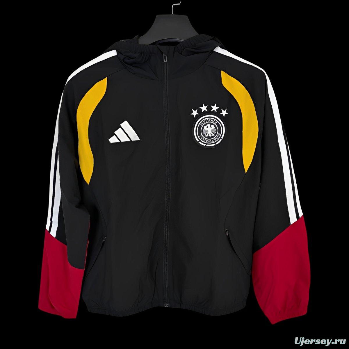 2026 Germany Black Full Zipper Windbreaker