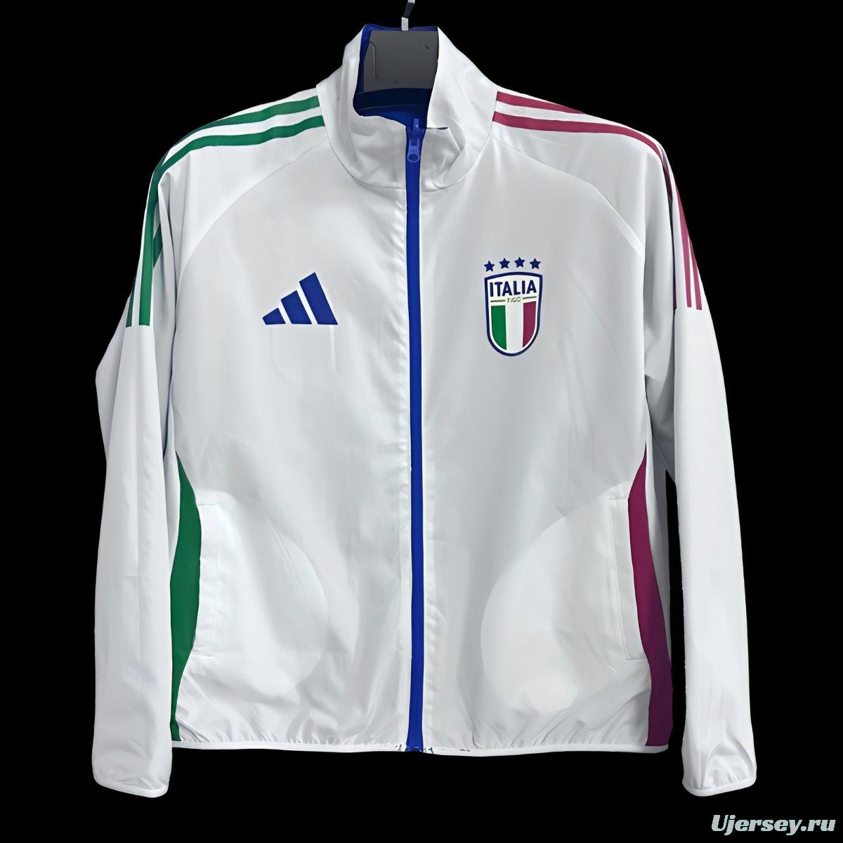 2026 Italy White Full Zipper Windbreaker