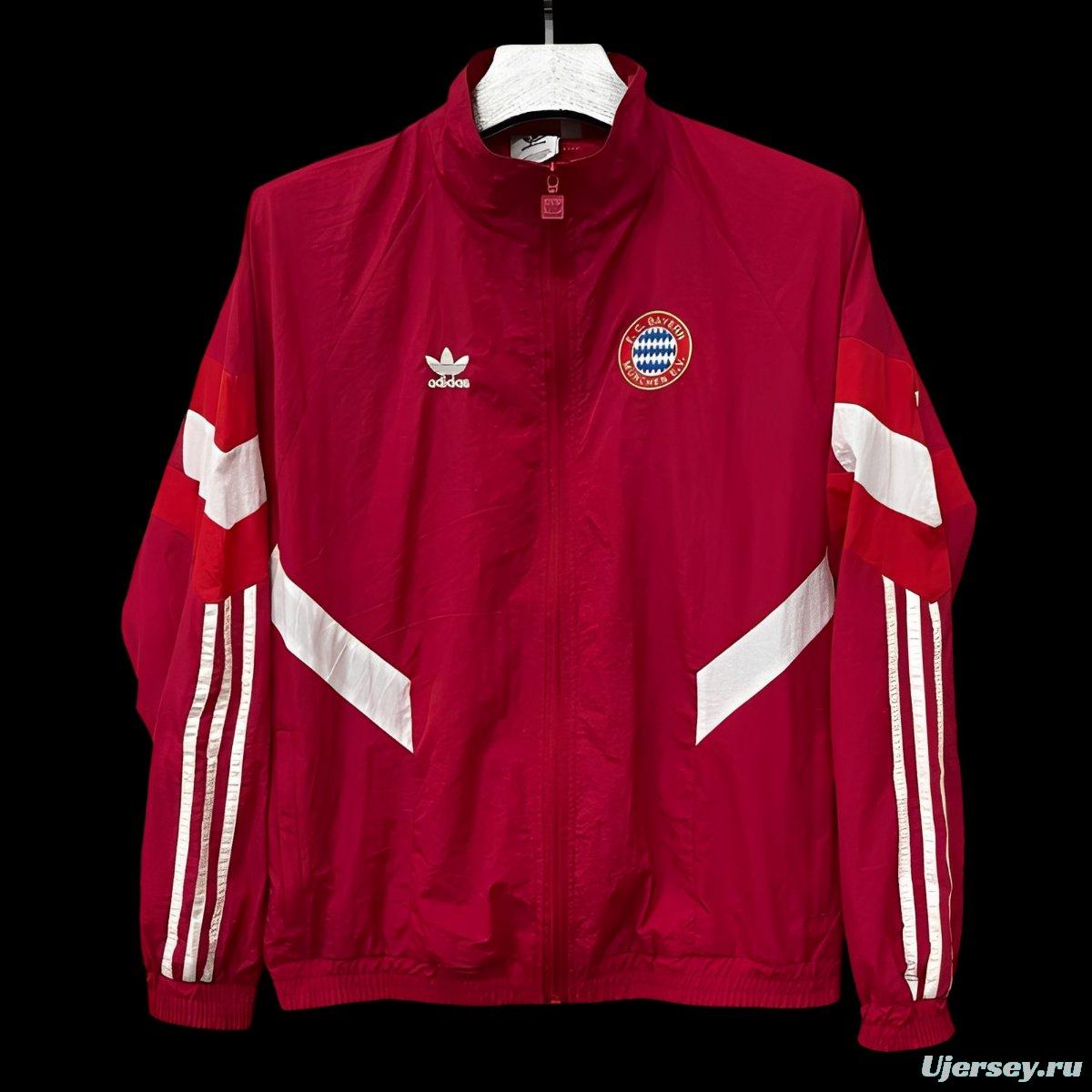 25/26 Bayern Munich Red Full Zipper Windbreaker