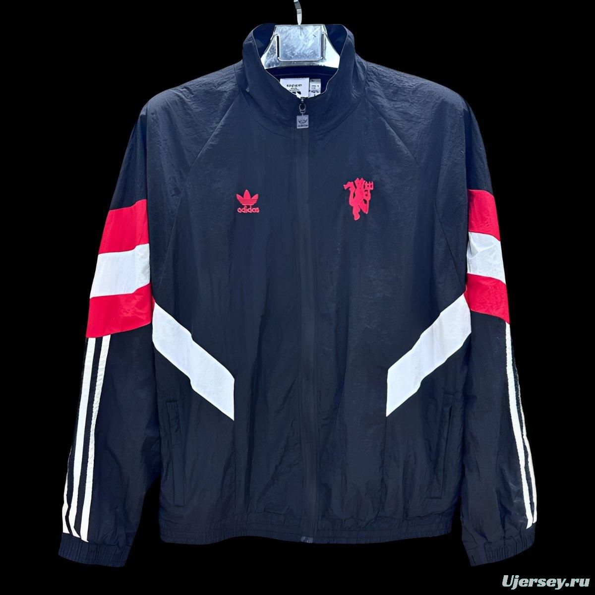 25/26 Manchester United Navy Full Zipper Windbreaker