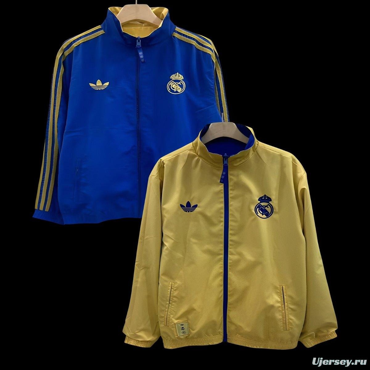 25/26 Real Madrid Golden/Blue Full Zipper Windbreaker