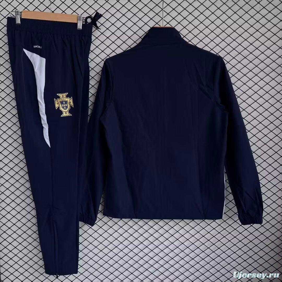 2026 Portugal Navy Full Zipper Windbreaker + Long Pants