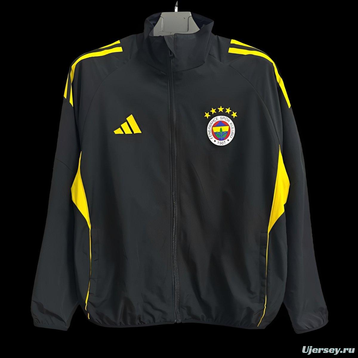 25/26 Fenerbahce Black Full Zipper Windbreaker