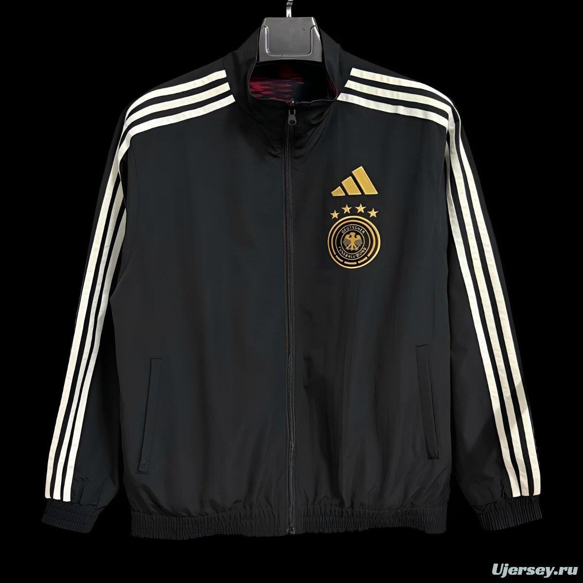 2026 Germany Black Full Zipper Windbreaker