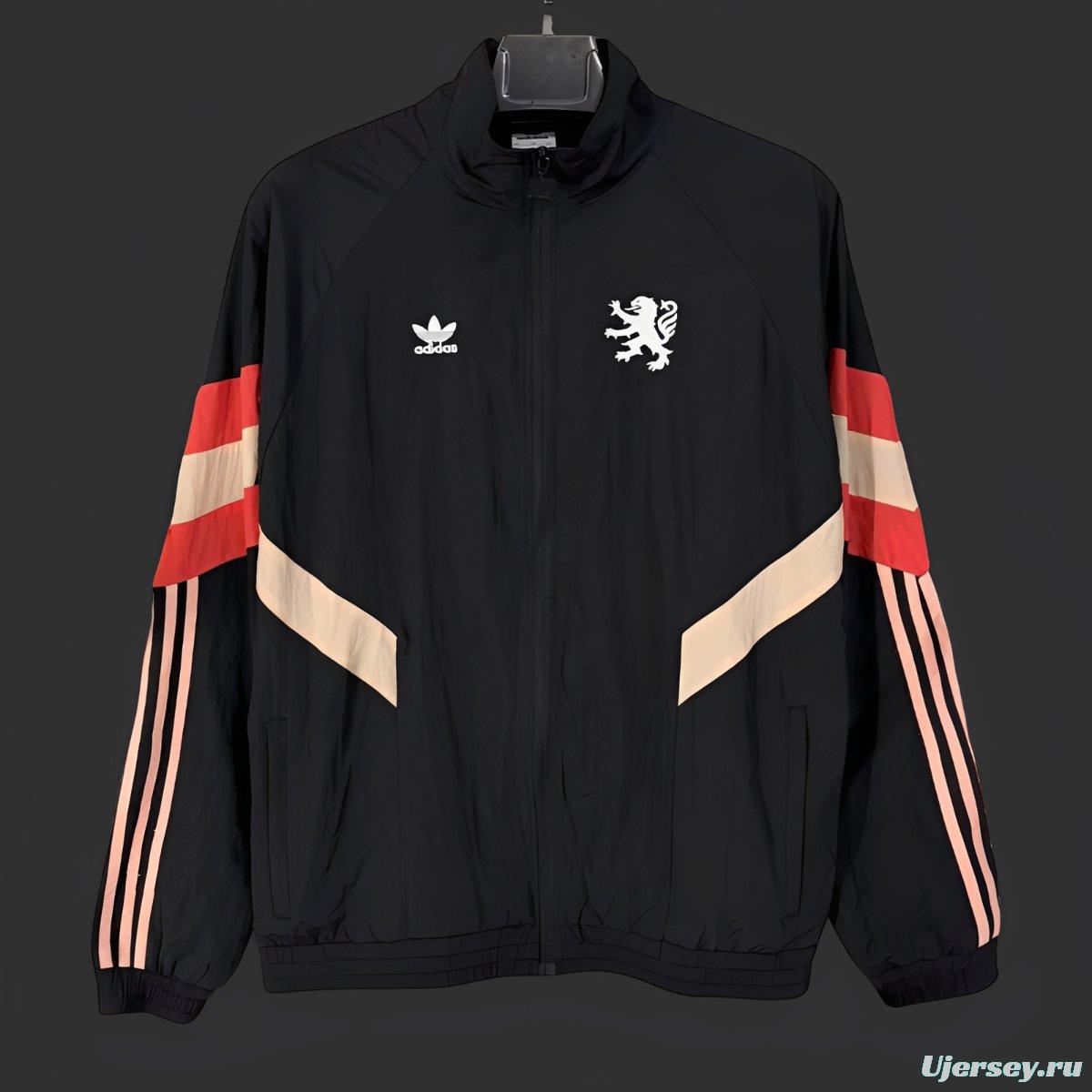 25/26 Manchester United Black/White Full Zipper Windbreaker