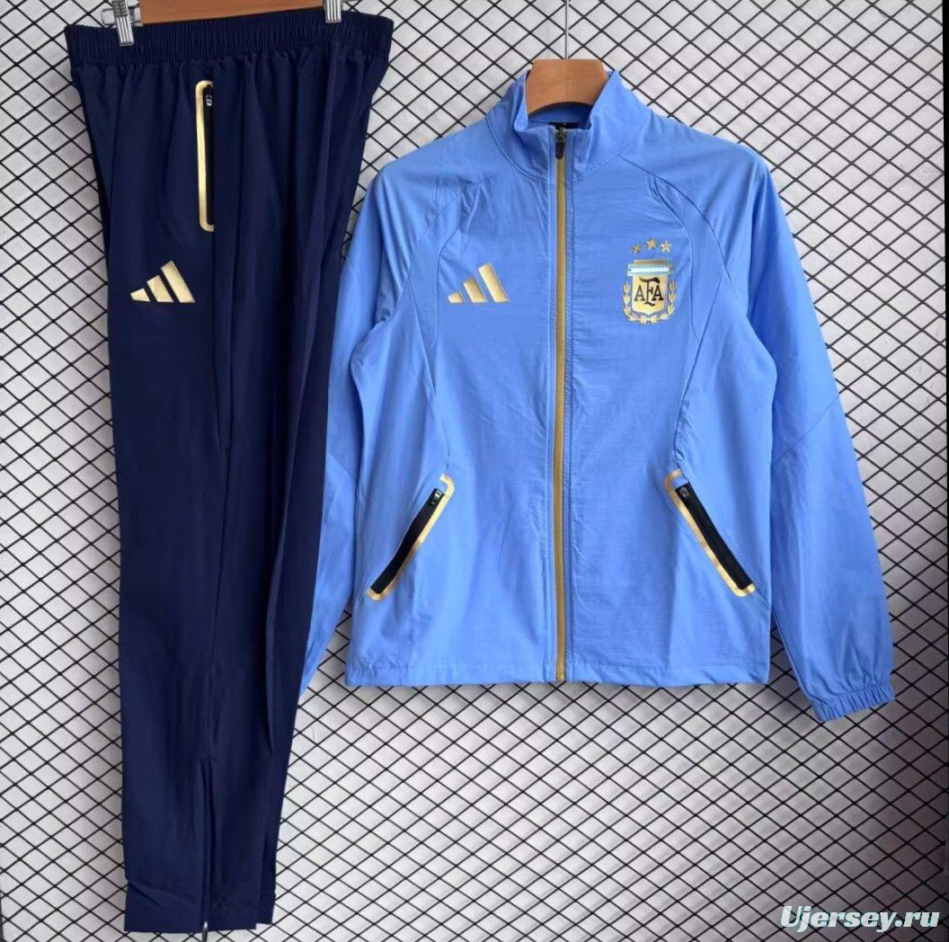 2026 Argentina BLue Full Zipper Windbreaker + Long Pants