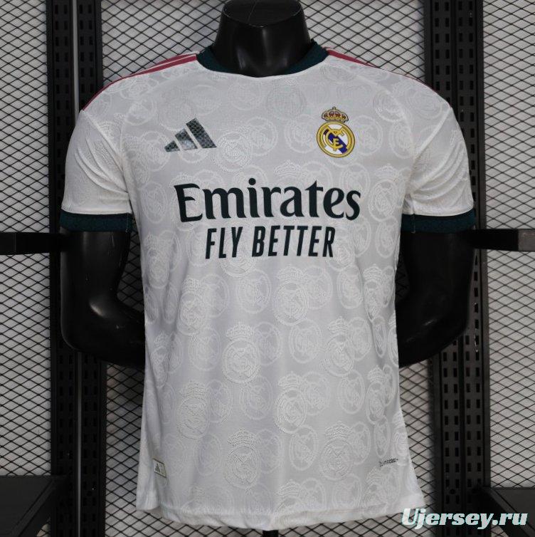 25/26 Player Version Real Madrid White with Subtle Crest Pattern Jersey