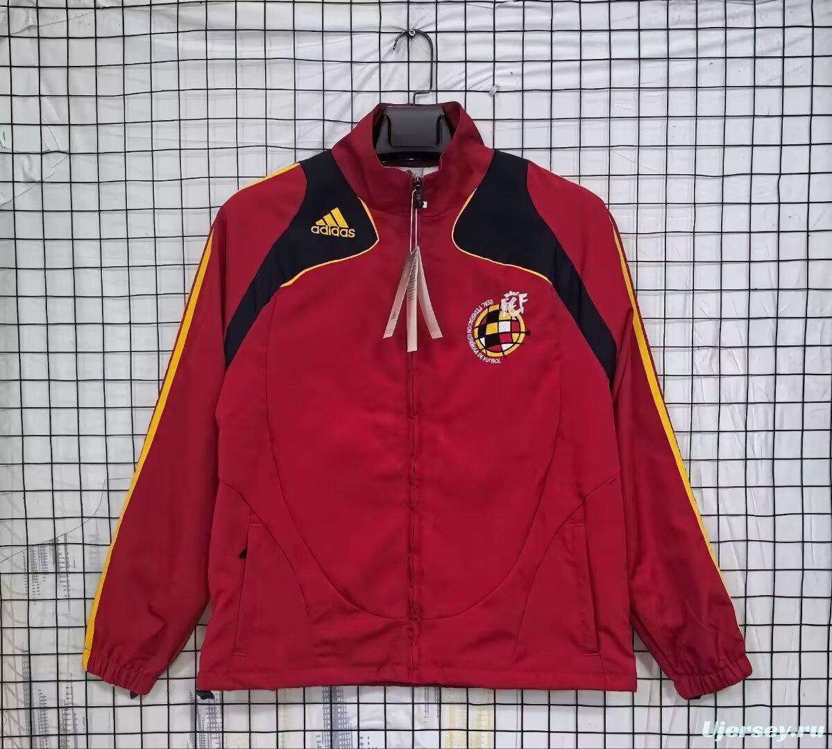 2026 Spain Vintage Adidas Red Full Zipper Windbreaker