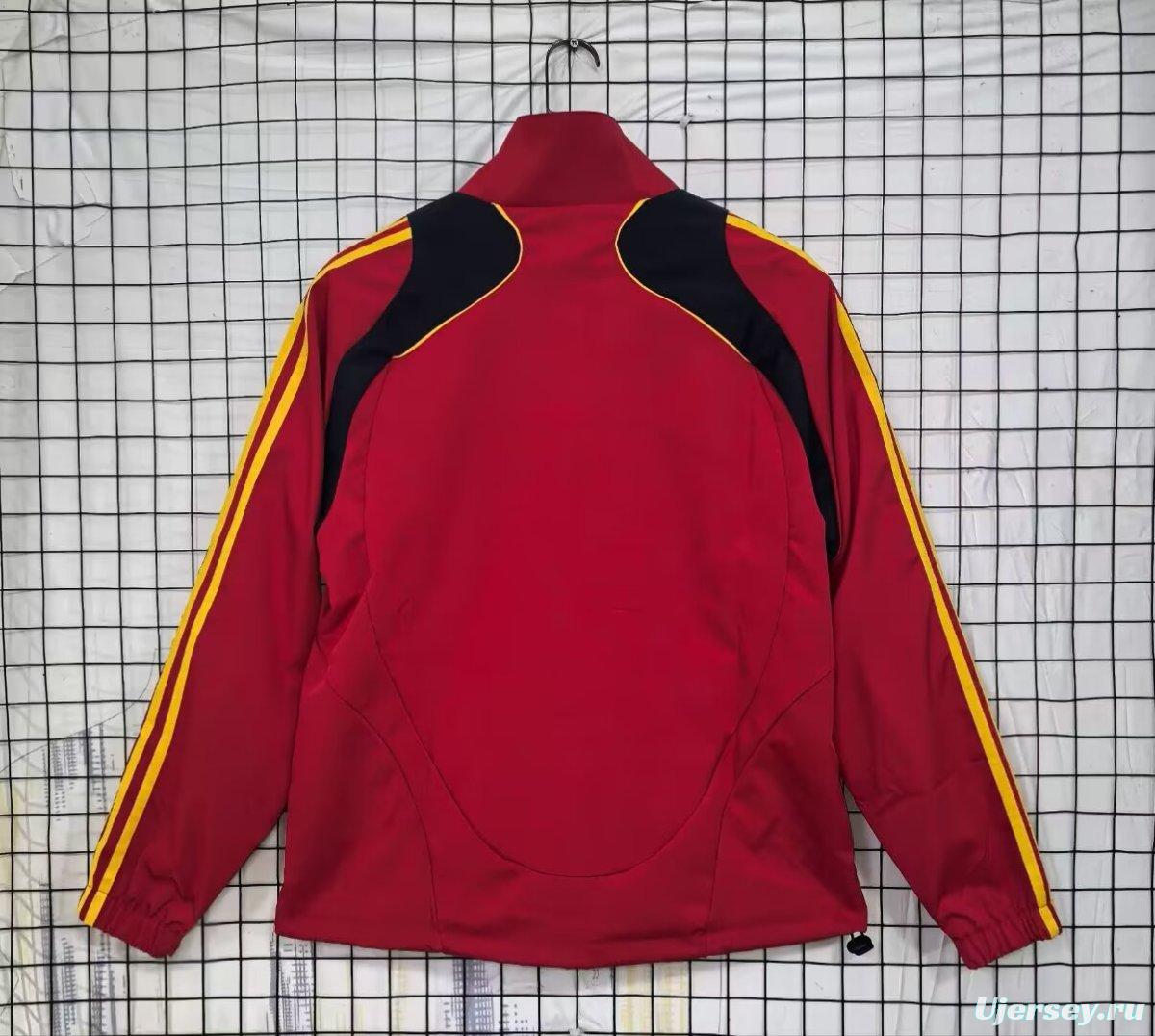 2026 Spain Vintage Adidas Red Full Zipper Windbreaker