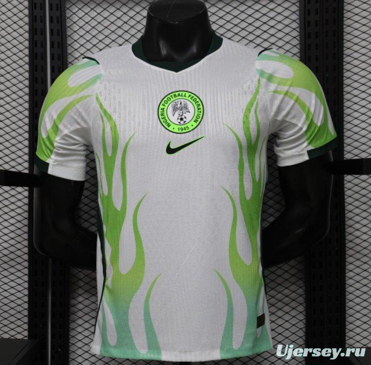 Player Version 2026 Nigeria  White with Green Flame Away Jersey