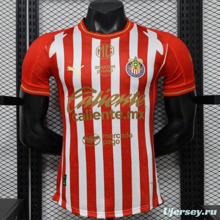 Player Version 26/27 Chivas de Guadalajara Red & White Stripes Home Jersey