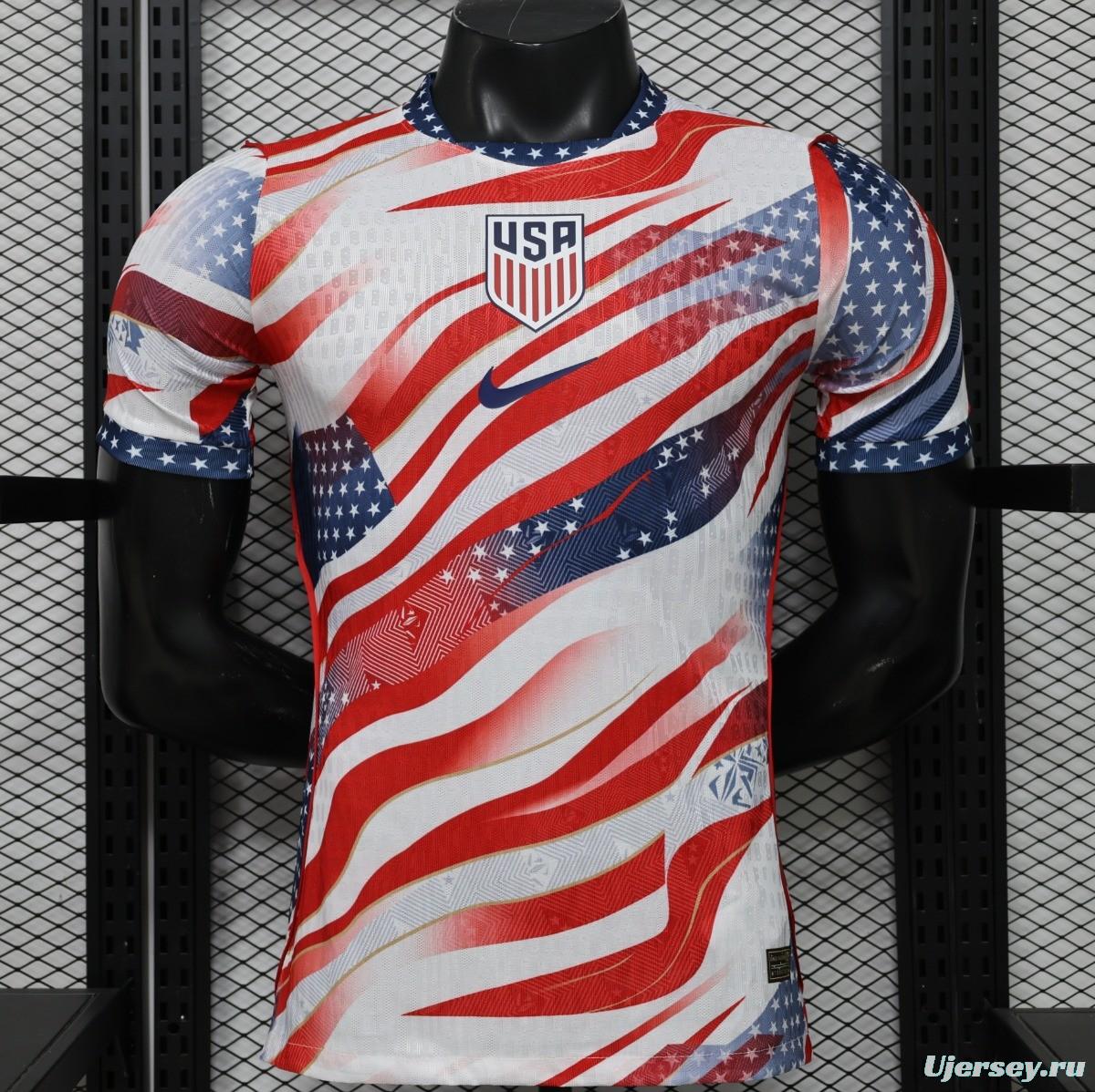 Player Version 2026 USA  Home White/Red/Blue American Flag Print Special Edition Jersey