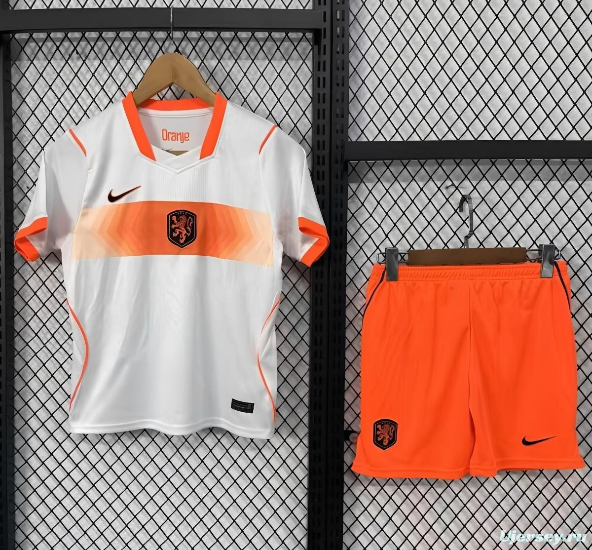 2026 Kids Netherlands Away White Jersey