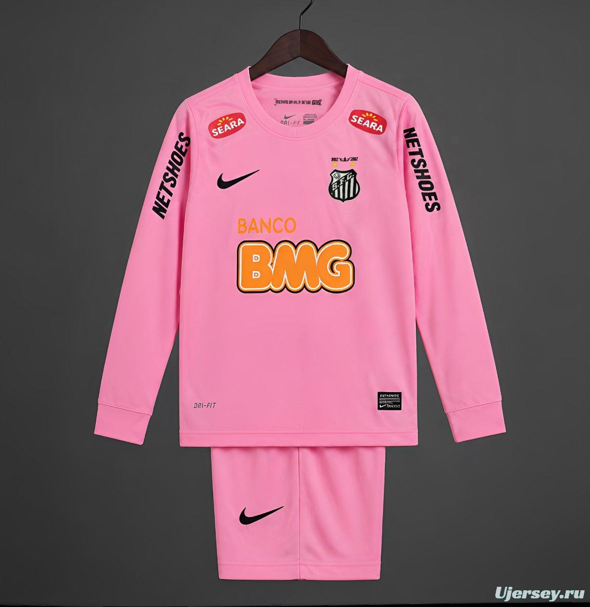Retro 12/13 Kids Santos Away Pink Long Sleeve Jersey