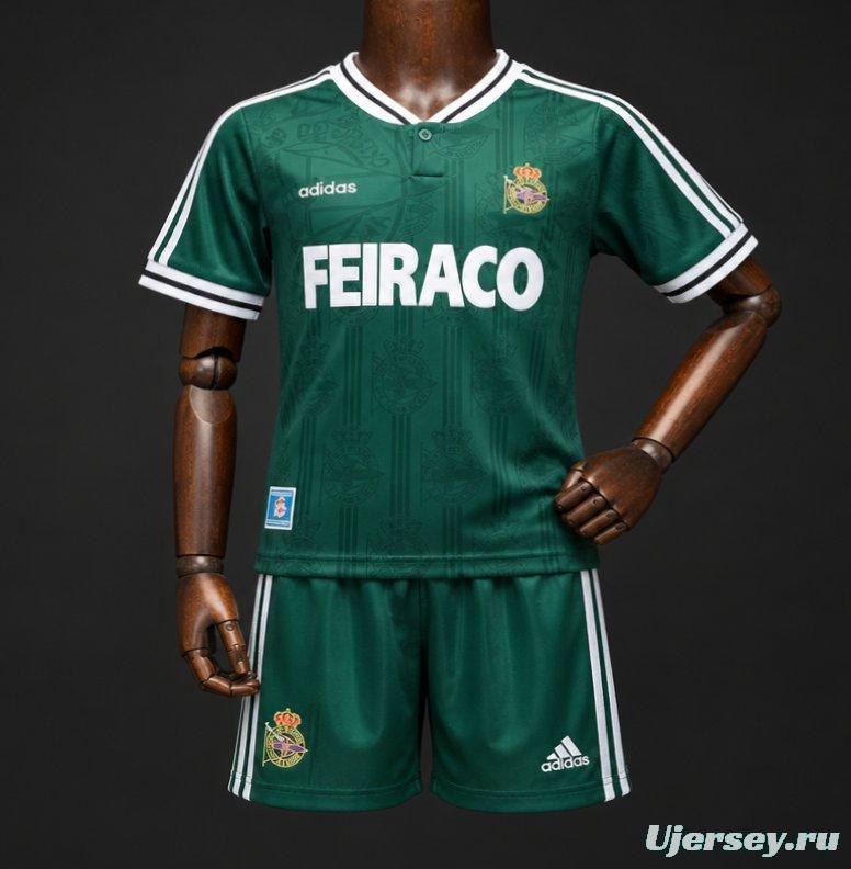 Retro Kids 99/00 Deportivo de La Coruna Away Green Jersey