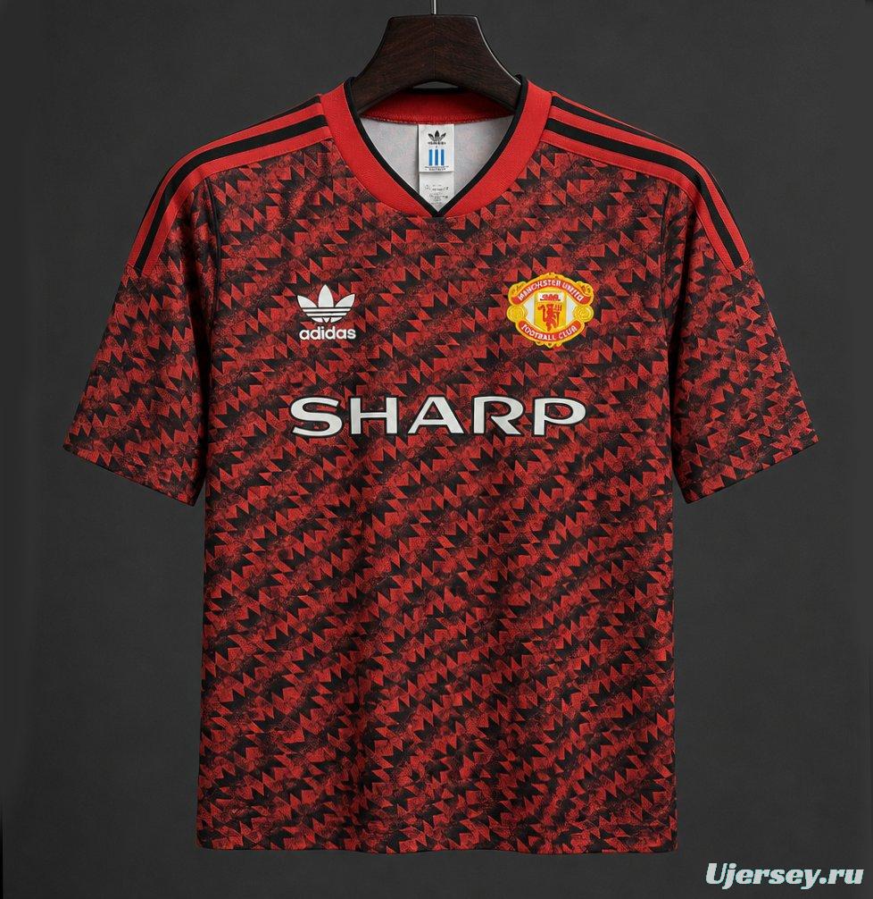 26/27 Manchester Untied 1990–92 Away Red/Black Remake Jersey