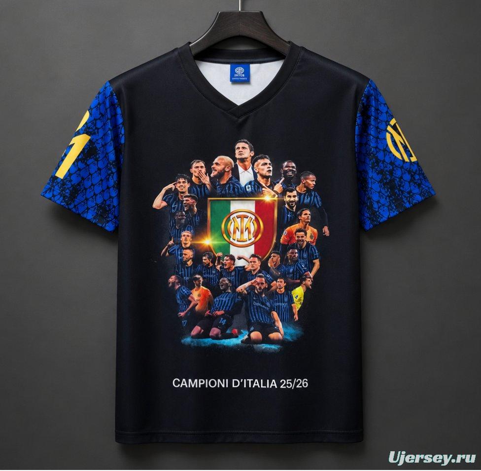 26/27 Inter Milan "Campioni d'Italia 25/26" Black T-shirt