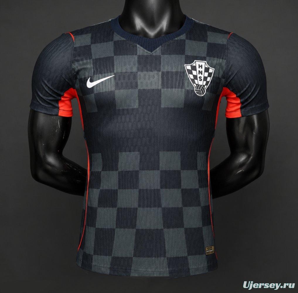 Player Version 2026 Croatia Dark Black with Dark Checkered Pattern Jersey