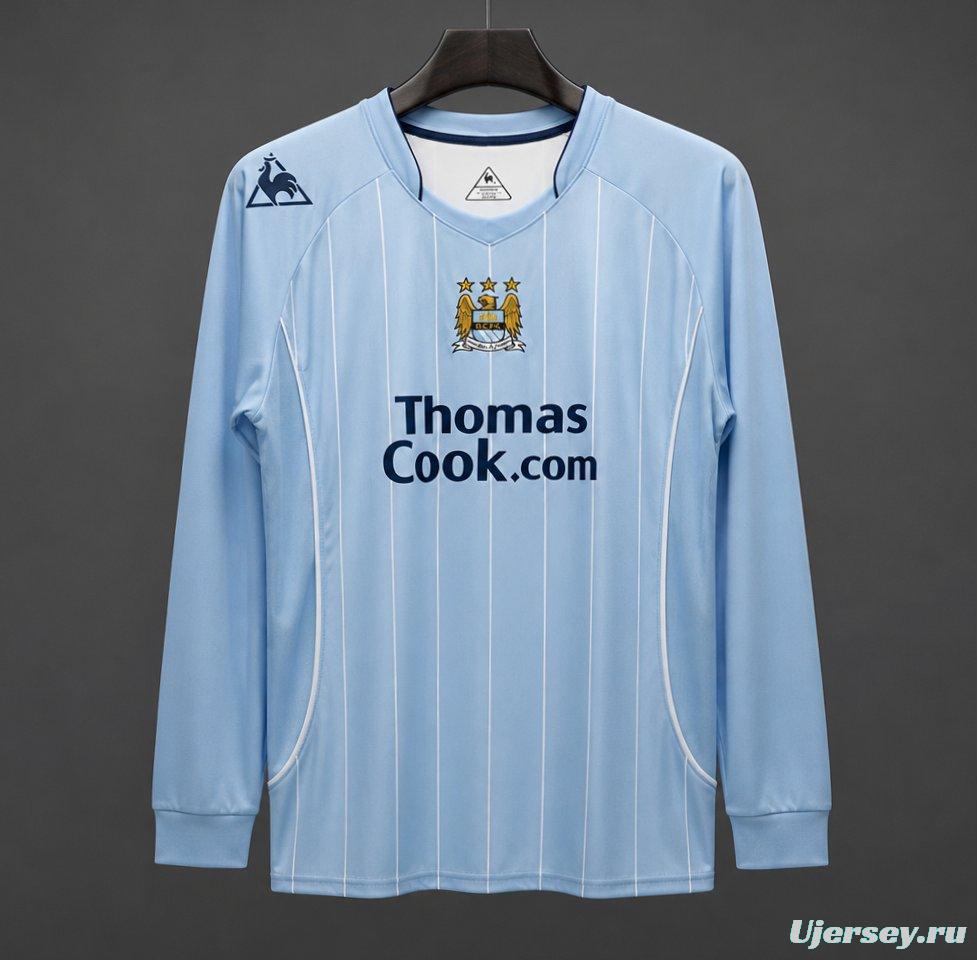 Retro 07/08 Manchester City Home Long Sleeve Soccer Jersey
