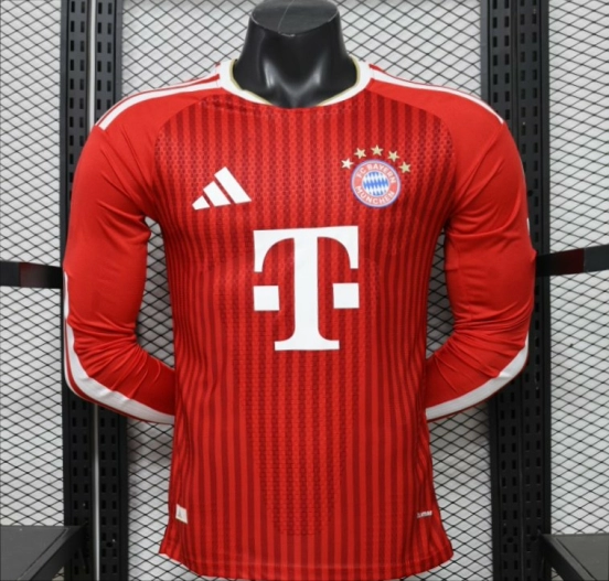 Player Version 26/27 FC Bayern Munich Red-on-Red Diagonal Stripe  Long Sleeve Jersey