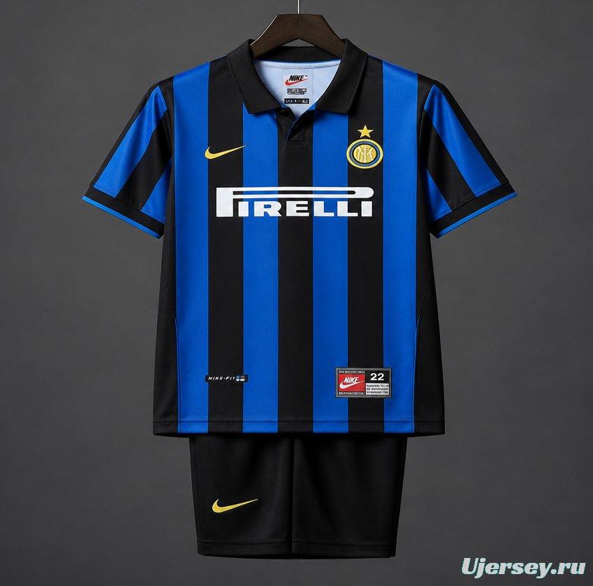 Retro 98/99 Kids  Inter Milan Blue & Black Stripe Home Jersey