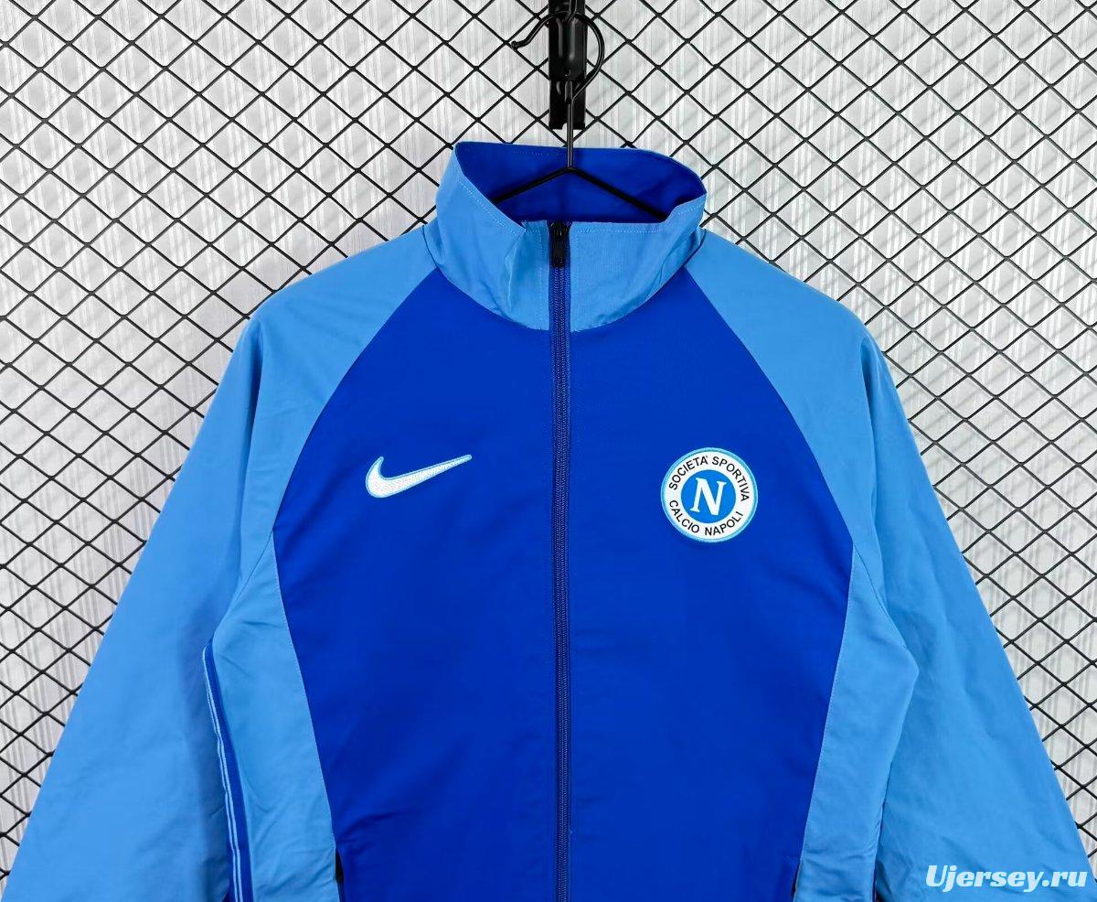 Retro 1998/99 Napoli Blue Light Blue Full Zipper WIndbreaker