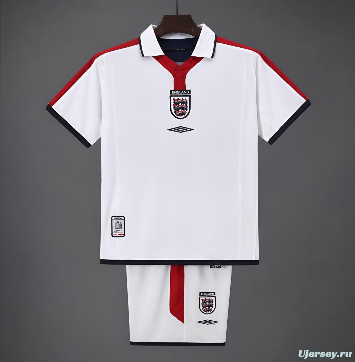 Retro 2003/04 Kids England White Home Jersey