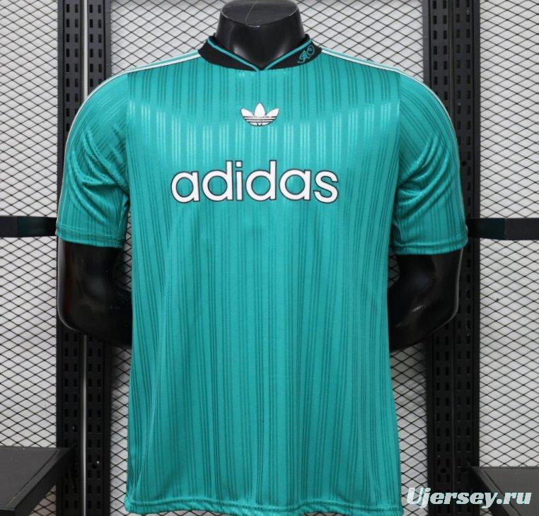Player Version 2026  Adidas Originals Retro Style Teal Green Stripe Football Jersey