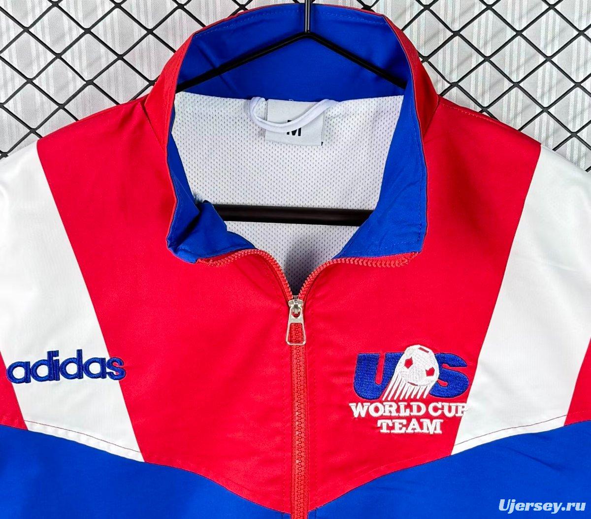 Retro 1994 USA Blue Full Zipper Windbreaker