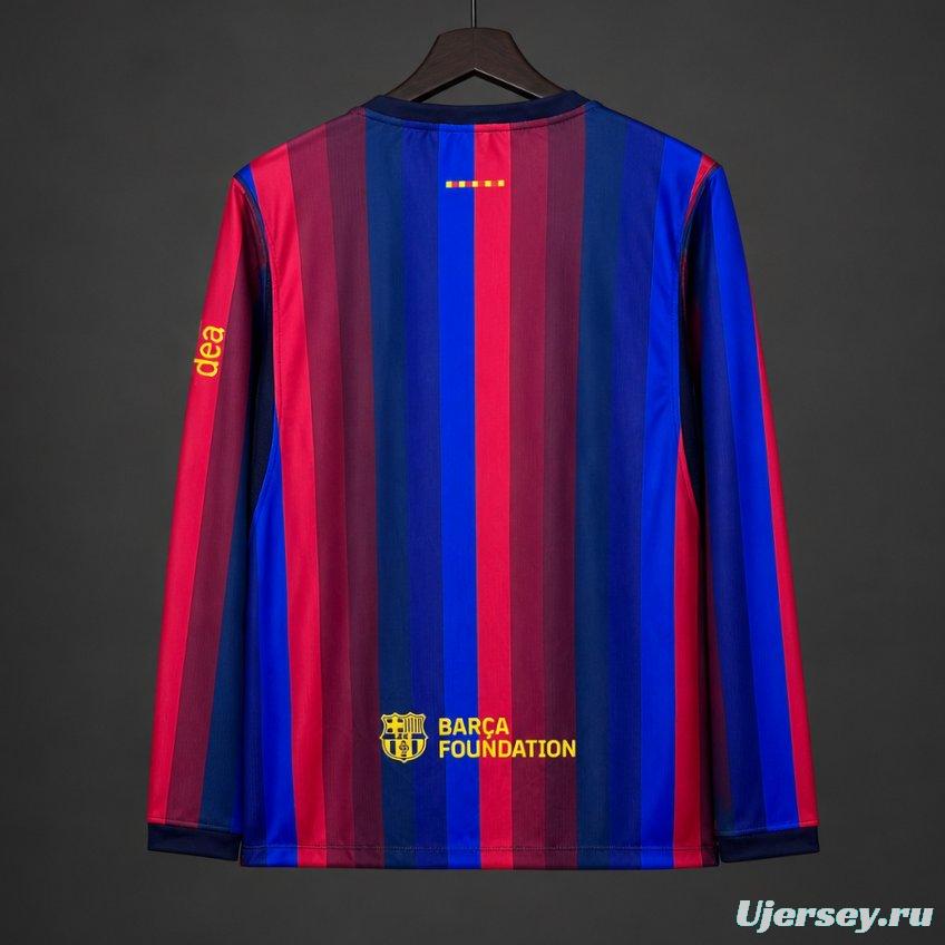 26/27 Barcelona Blue & Red Stripes Long Sleeve Home Jersey
