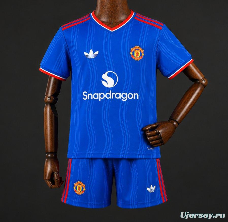 26/27 Kids Manchester United Away Blue Jersey