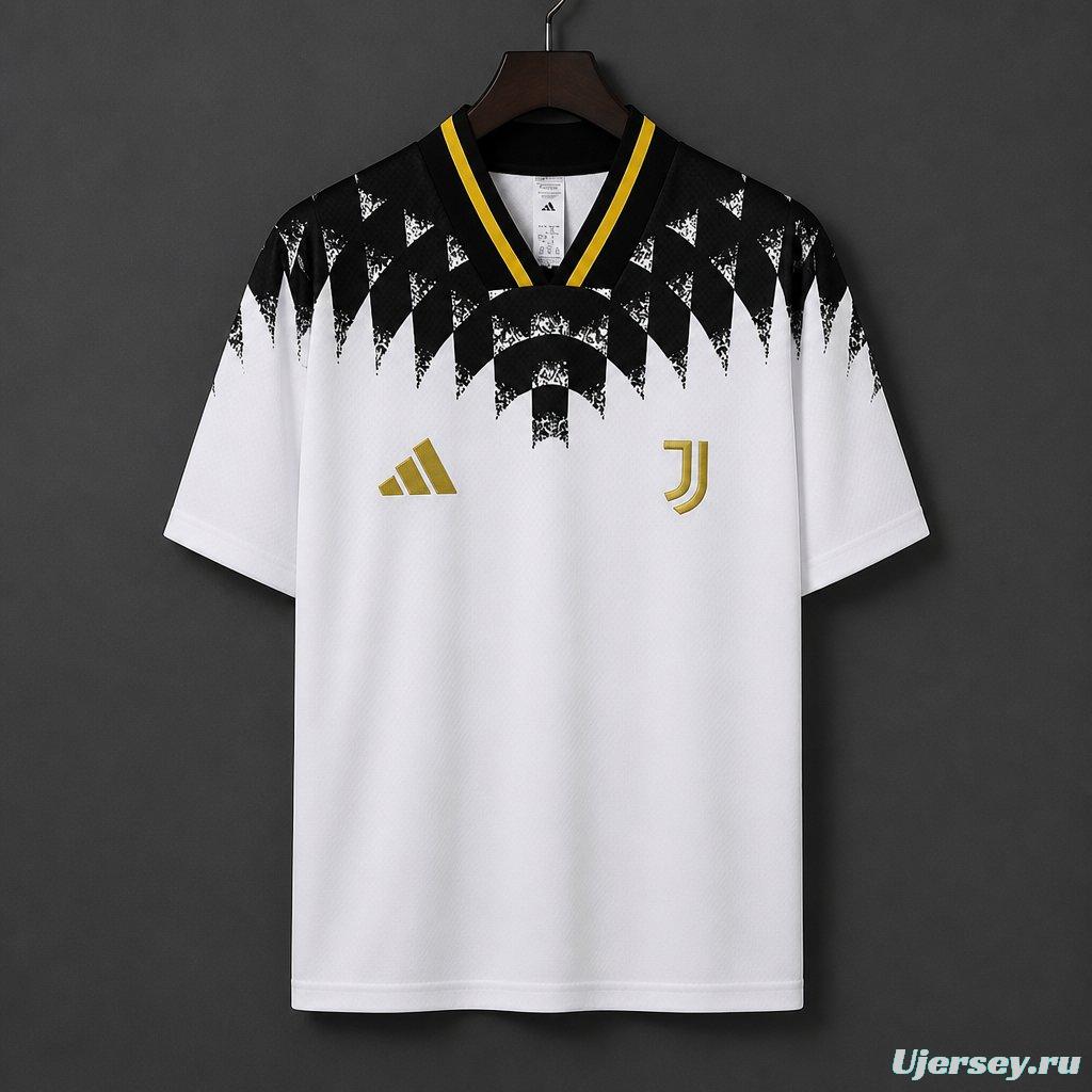 26/27 Juventus White with Black Geometric Pattern 1994 Vintage Remake Jersey
