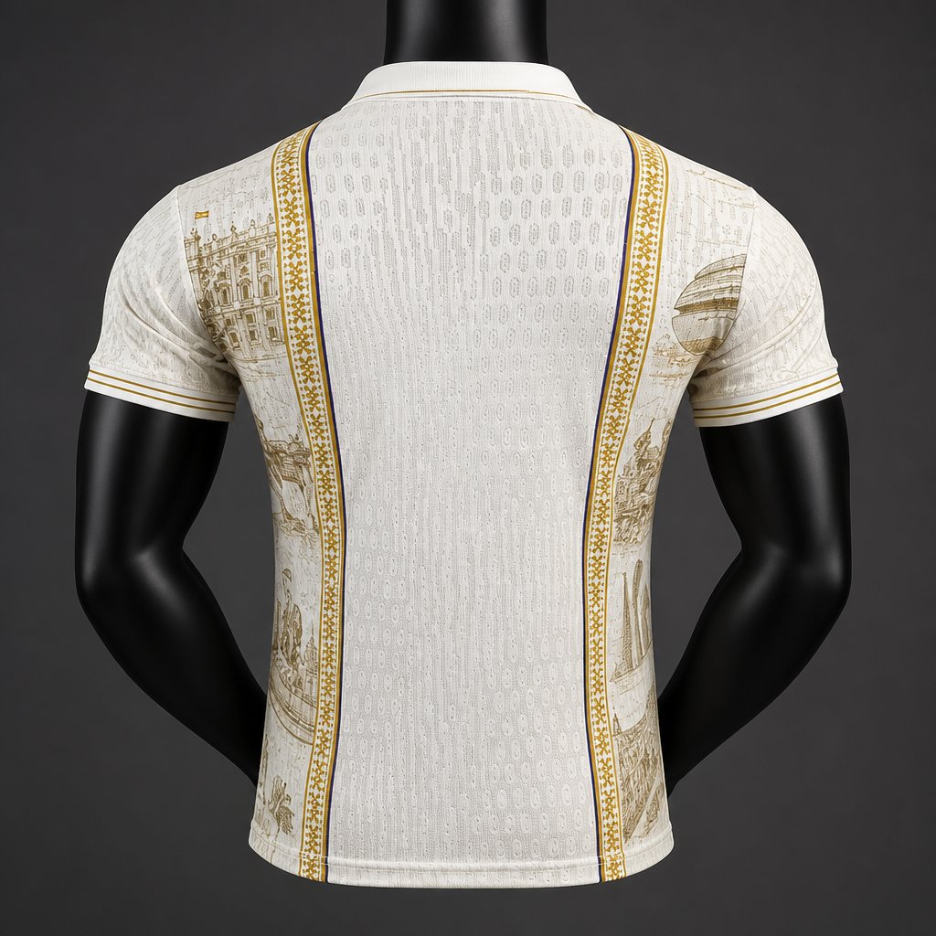 26/27 Real Madrid City  Edition Cream with Gold and Polo Collar Jersey
