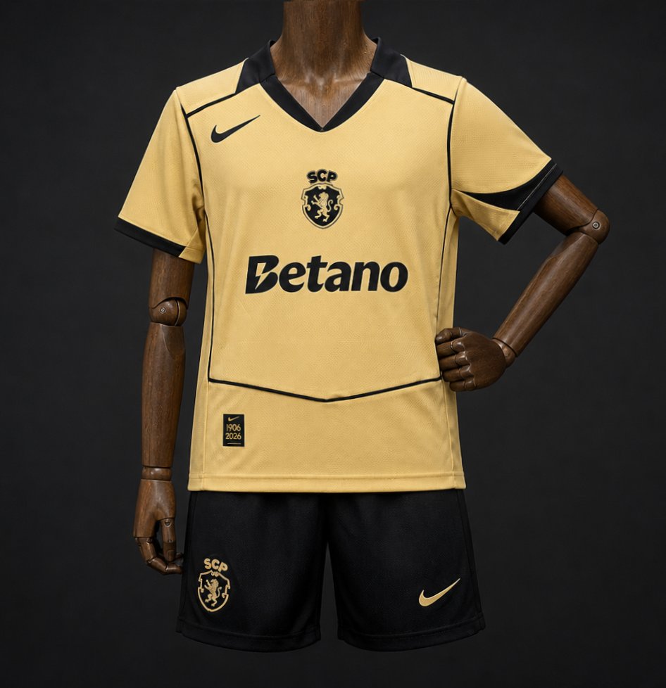 26/27 Kids Sporting CP Lisbon Away Total 90 Gold  Jersey