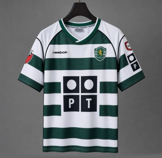 Retro 01/03 Sporting CP Lisbon Home White and Green  Jersey